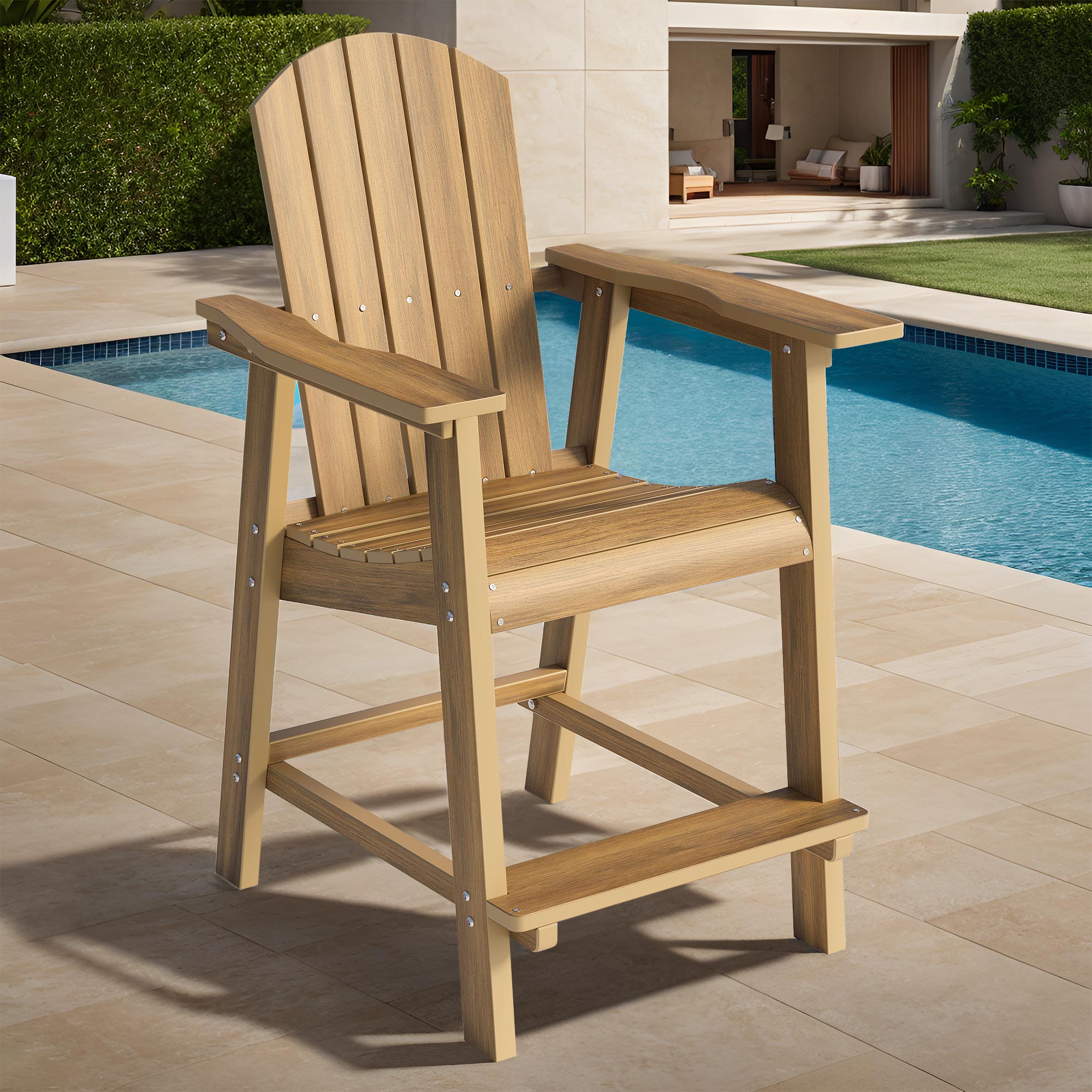 25 Inch Adirondack Chair Poly Bar Height Balcony Chair Weather Resistant Outdoor - Picture 25 of 27