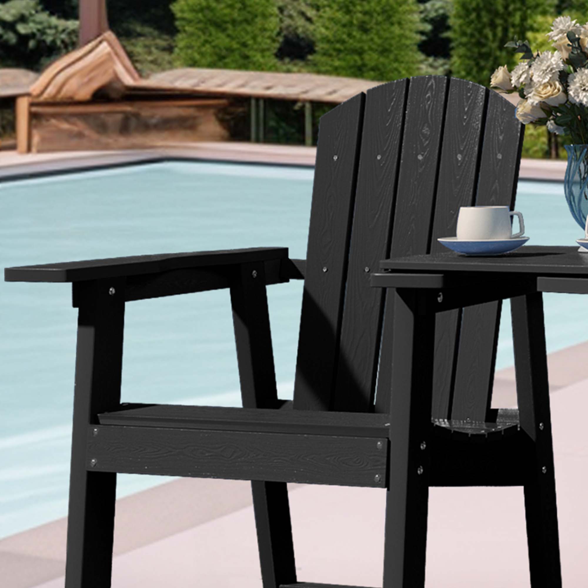 25 Inch Adirondack Chair Poly Bar Height Balcony Chair Weather Resistant Outdoor - Picture 24 of 27