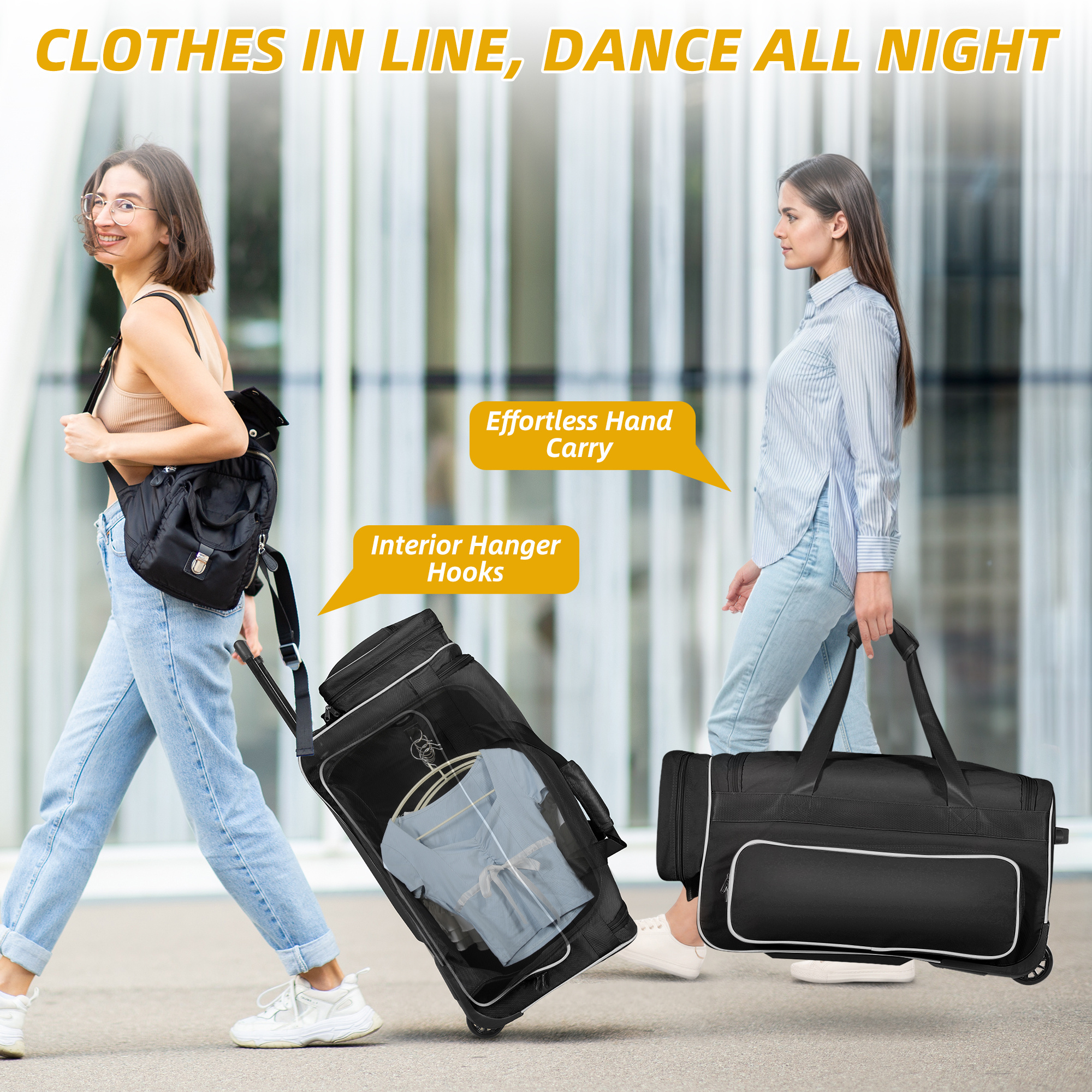 Shopsource 28" Rolling Dance Duffle Bag with Garment Rack