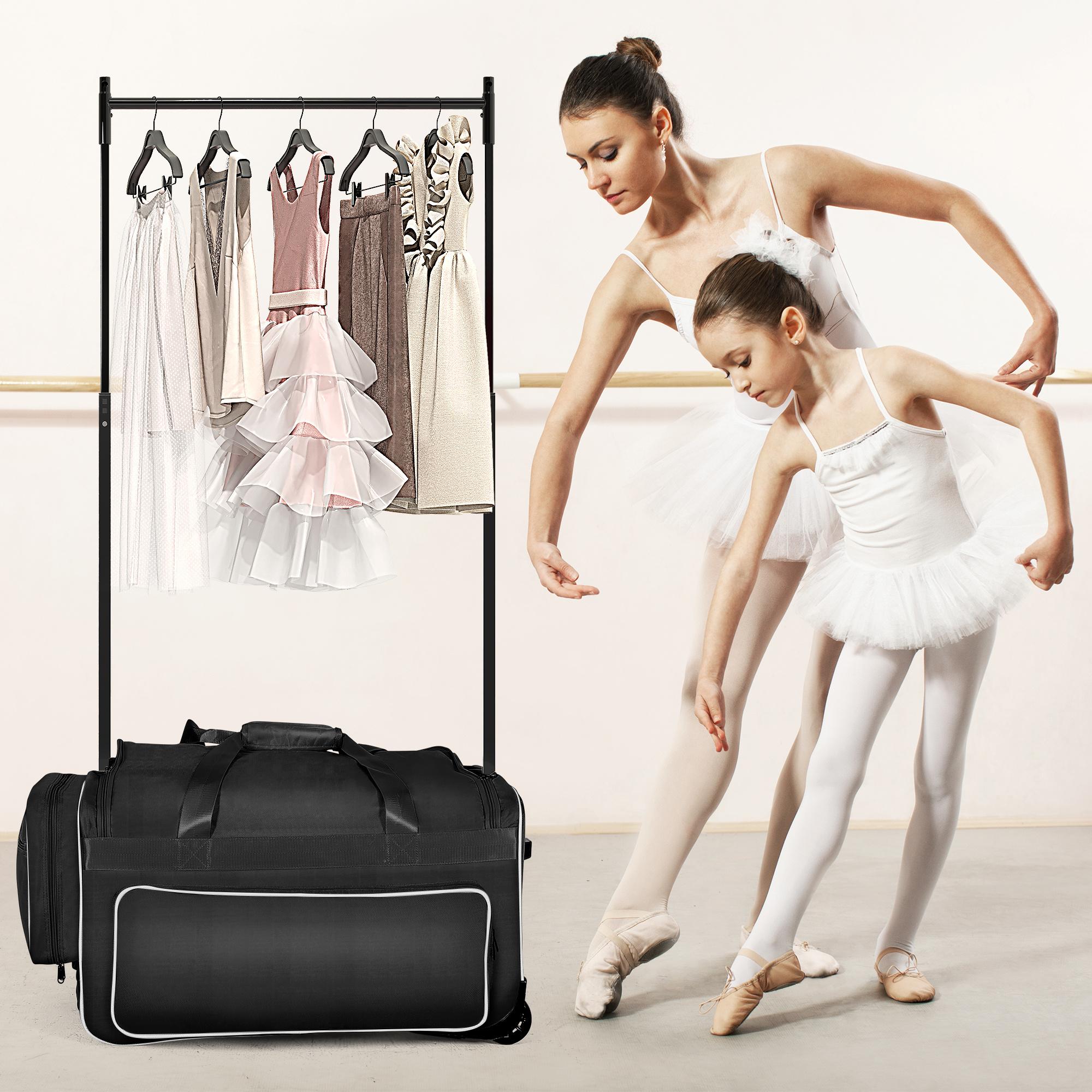 Shopsource 28" Rolling Dance Duffle Bag with Garment Rack