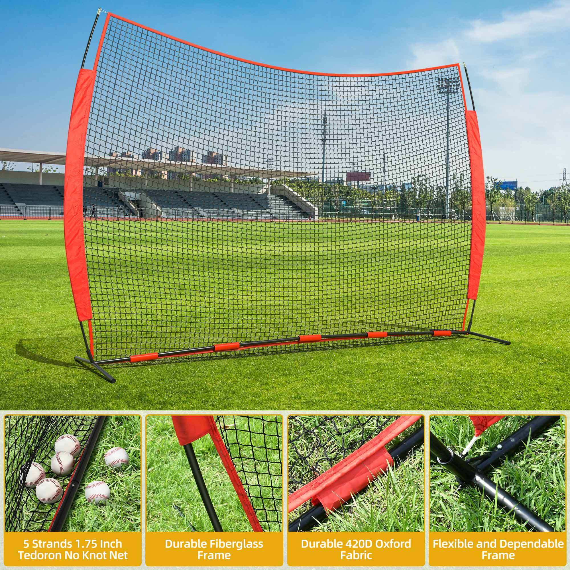 Shopsource 12x9/20x10ft Barricade Backstop Net Ball Sports Barrier Practice Net