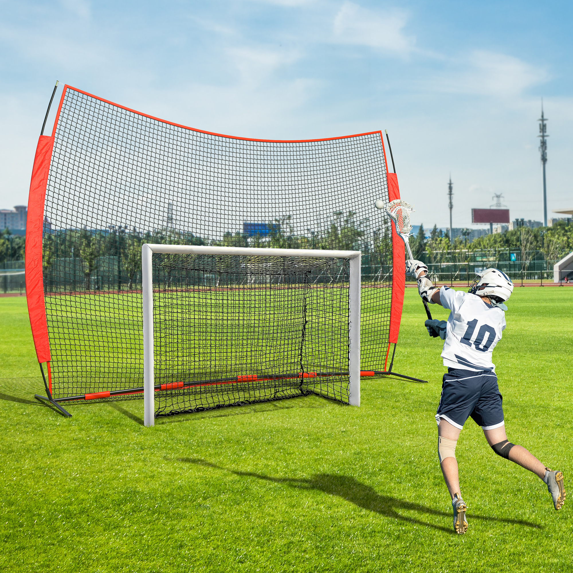 Shopsource 12x9/20x10ft Barricade Backstop Net Ball Sports Barrier Practice Net