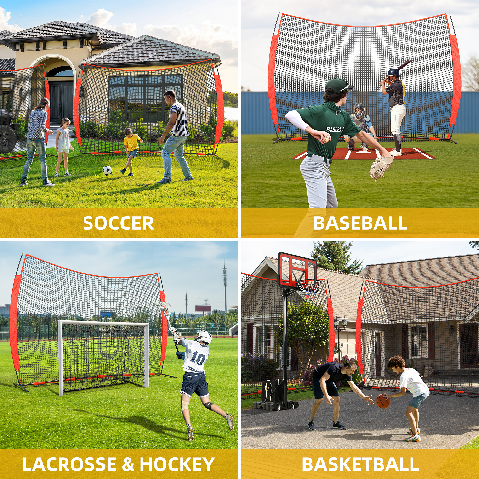 Shopsource 12x9/20x10ft Barricade Backstop Net Ball Sports Barrier Practice Net