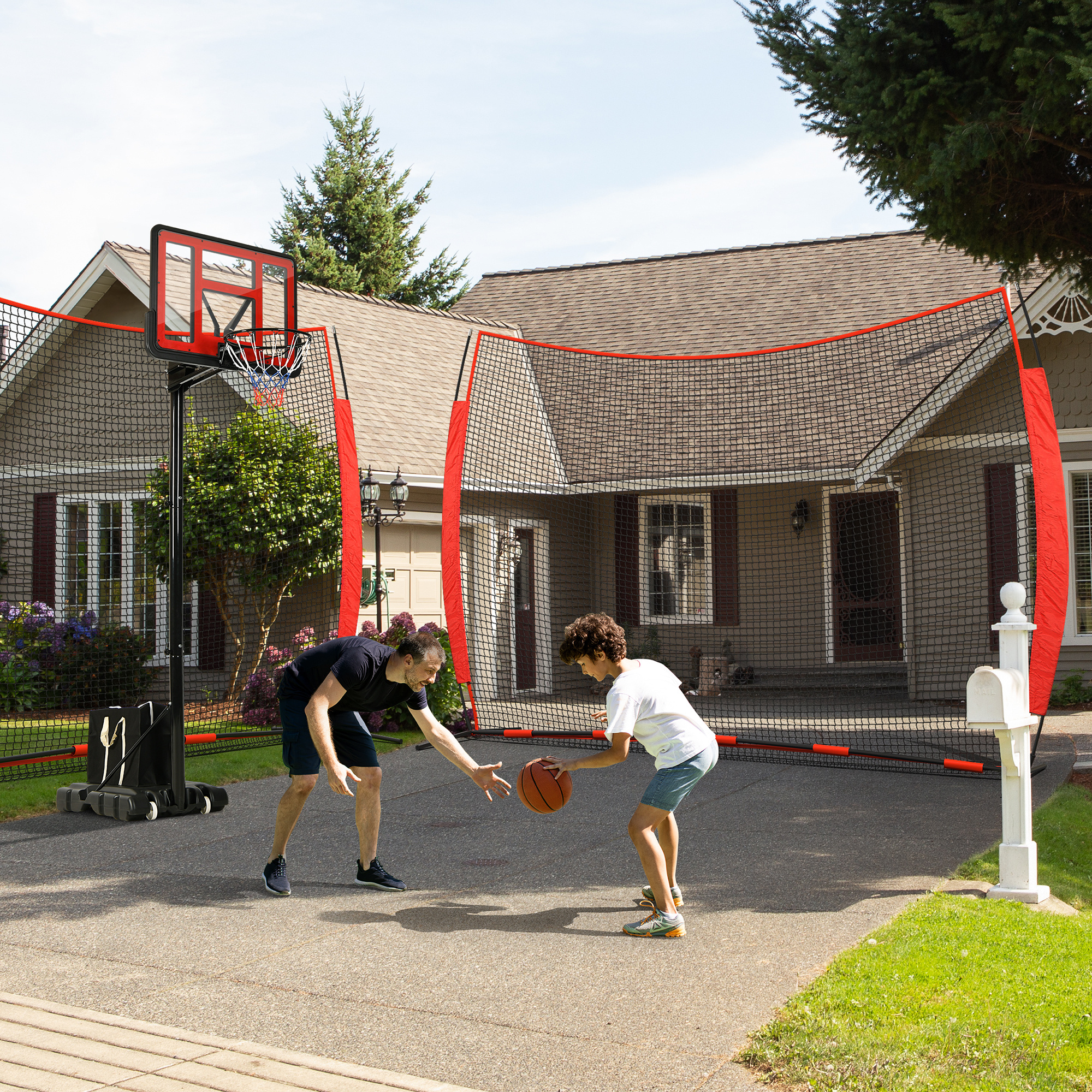 Shopsource 12x9/20x10ft Barricade Backstop Net Ball Sports Barrier Practice Net