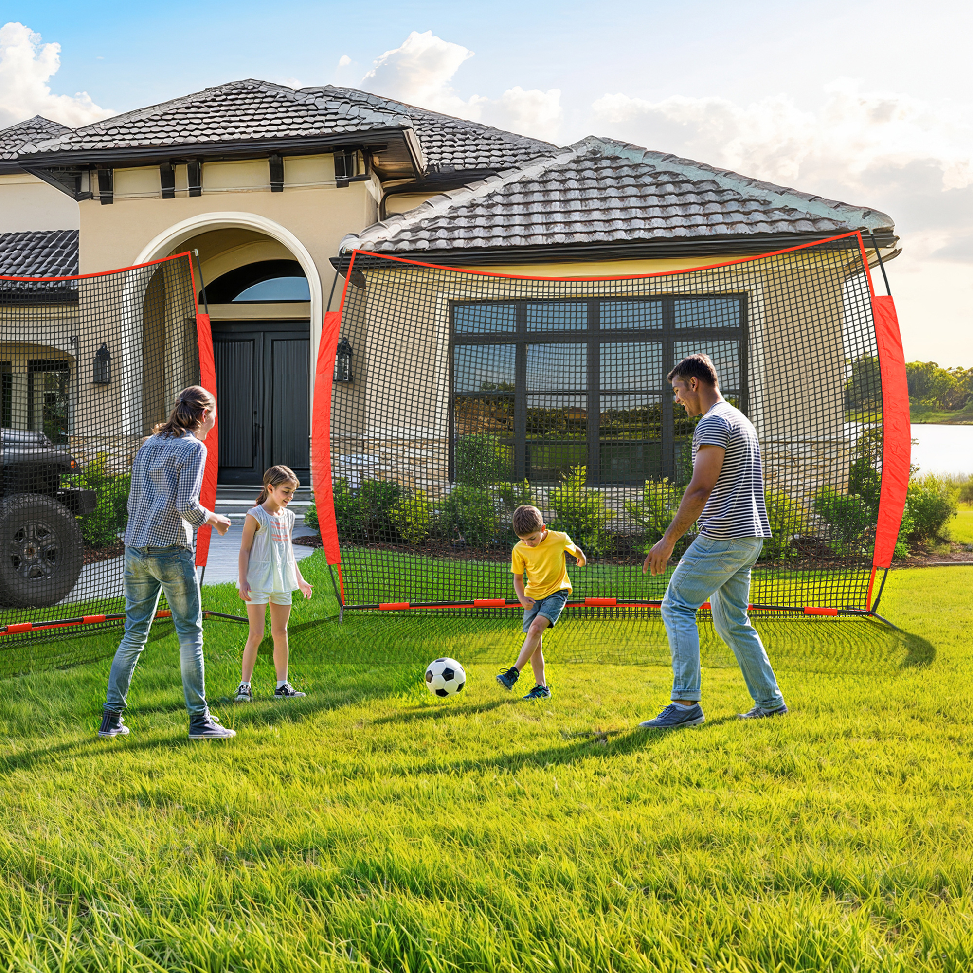 Shopsource 12x9/20x10ft Barricade Backstop Net Ball Sports Barrier Practice Net