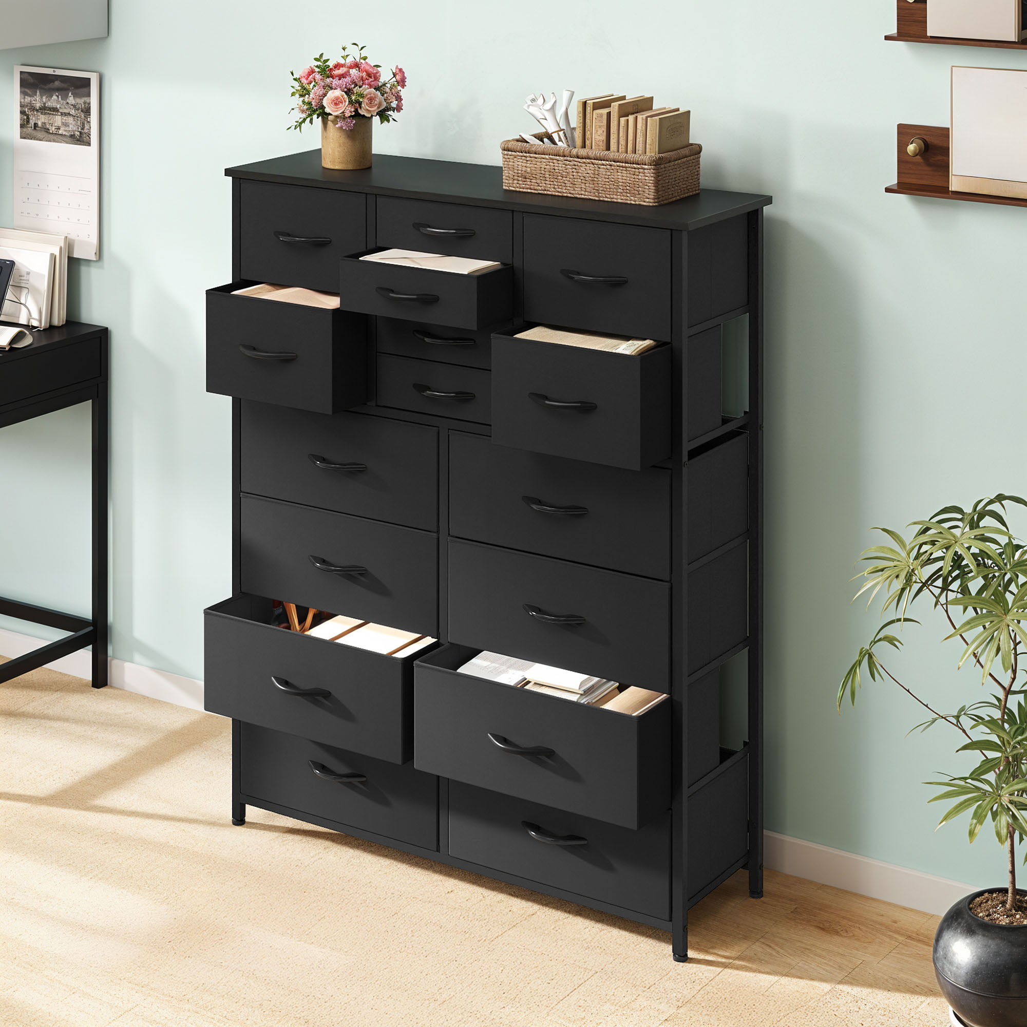 TAUS Dresser with 8/9/10/16 Drawers Fabric Storage Tower Tall Chest Organizer - Picture 33 of 60