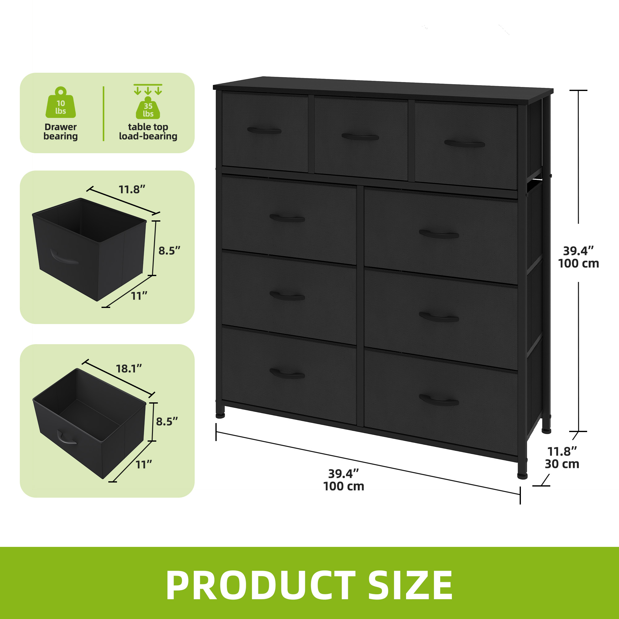 TAUS Dresser with 8/9/10/16 Drawers Fabric Storage Tower Tall Chest Organizer - Picture 50 of 60