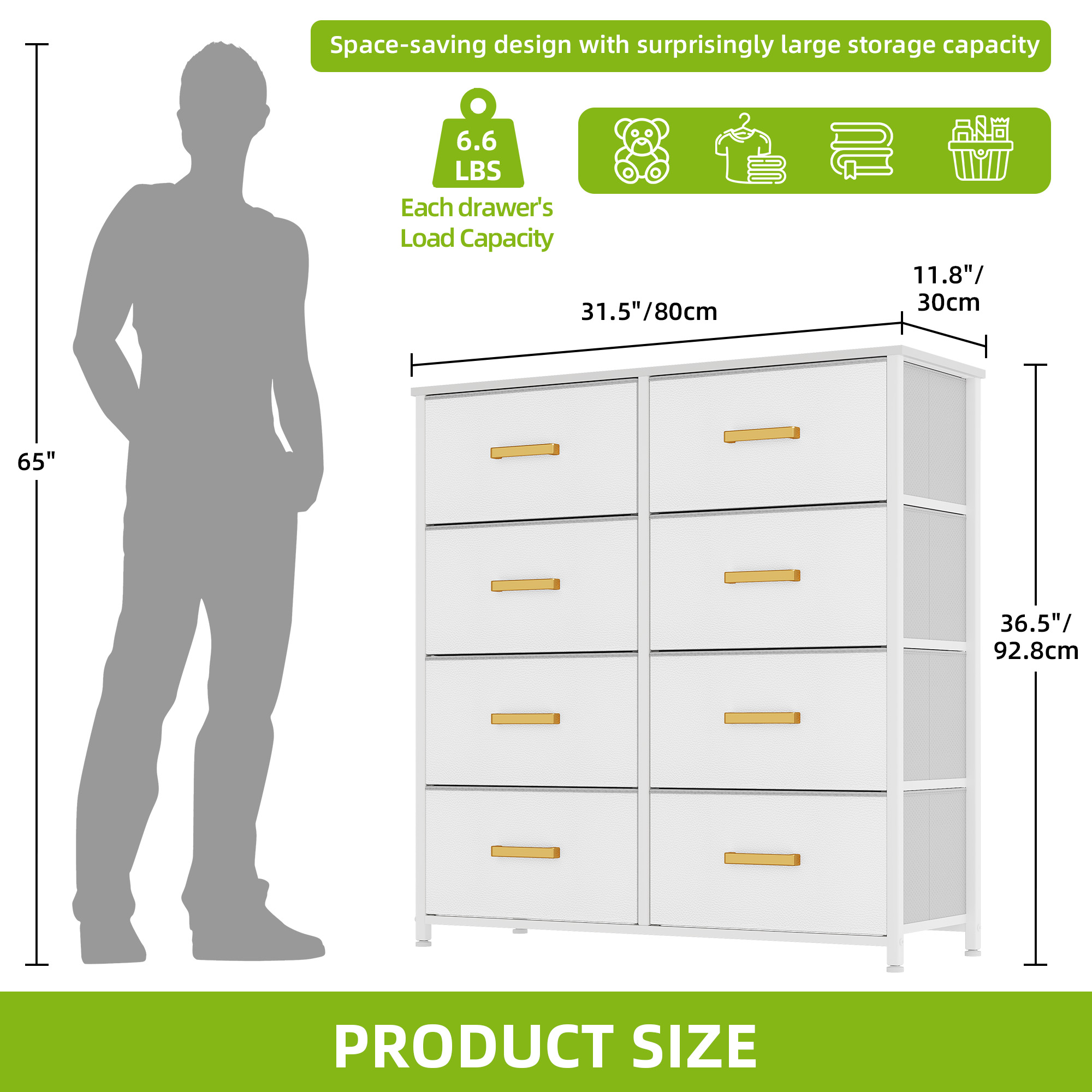 TAUS Dresser with 8/9/10/16 Drawers Fabric Storage Tower Tall Chest Organizer - Picture 46 of 60