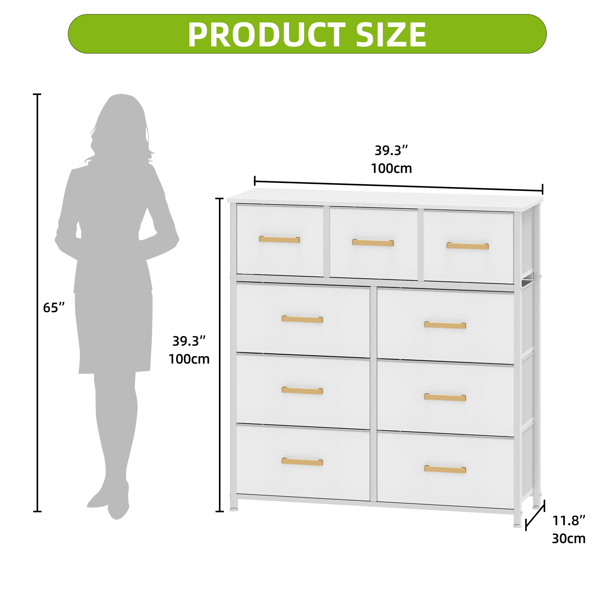 TAUS Dresser with 8/9/10/16 Drawers Fabric Storage Tower Tall Chest Organizer - Picture 28 of 60