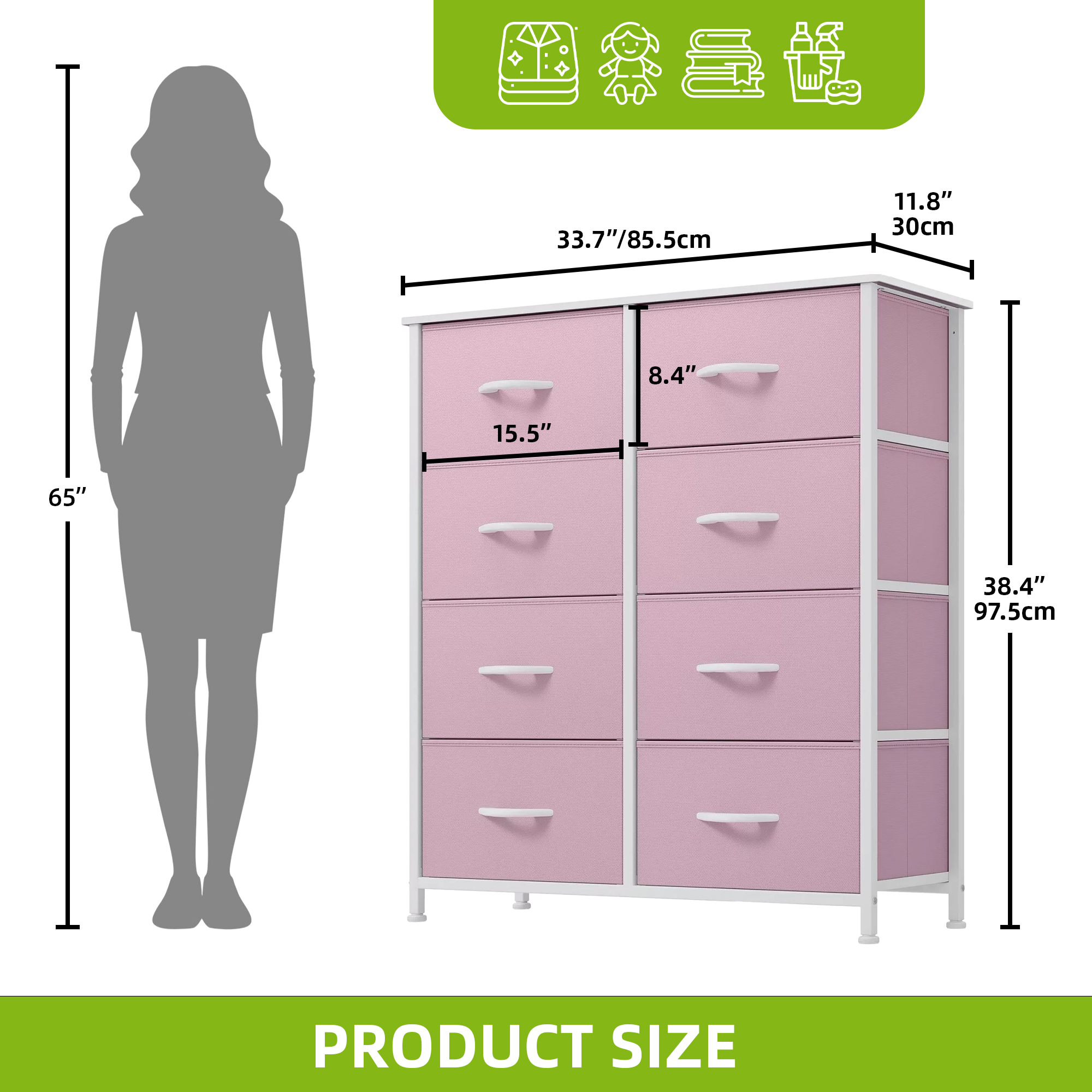 TAUS Dresser with 8/9/10/16 Drawers Fabric Storage Tower Tall Chest Organizer - Picture 20 of 60