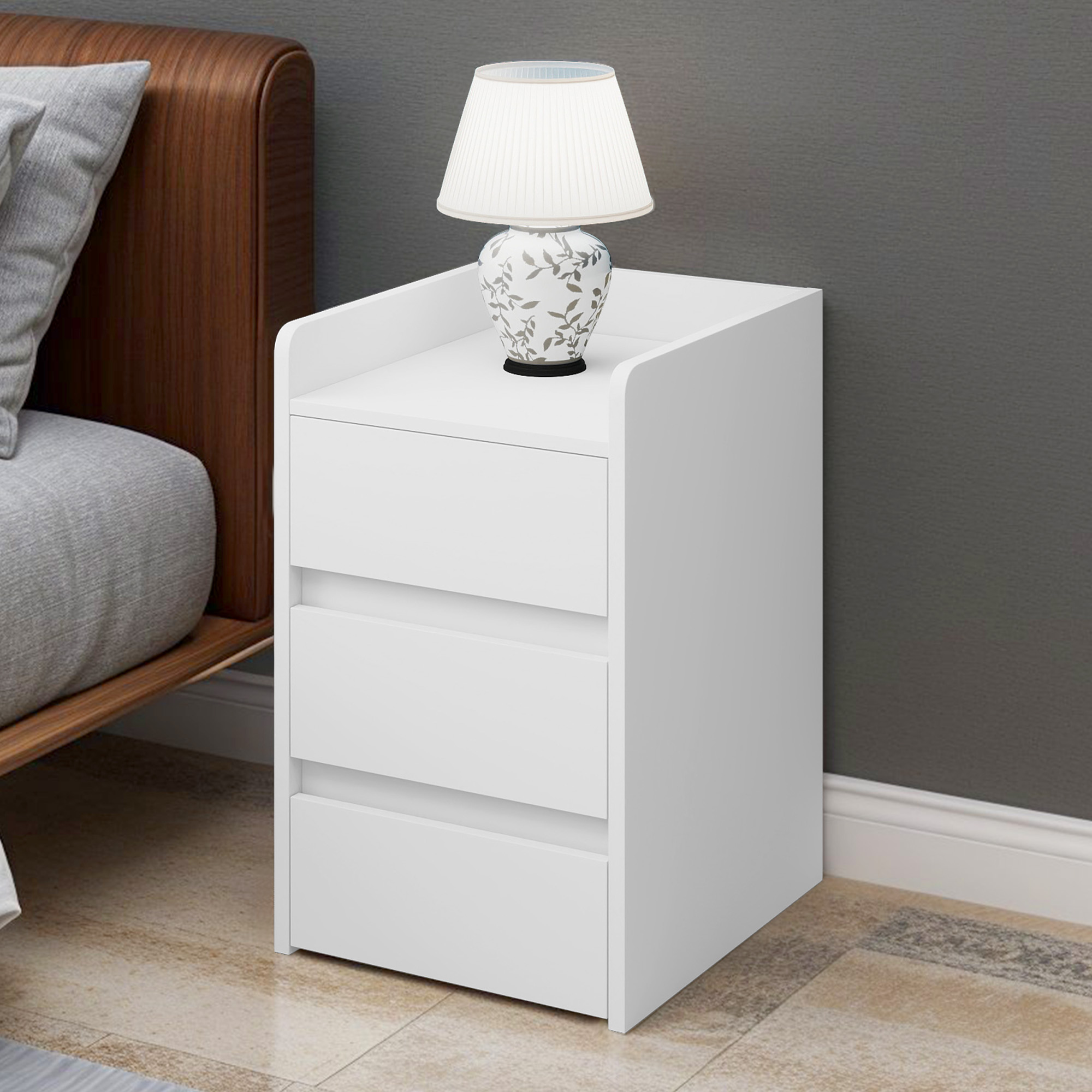 Set of 2 Bedside Tables with 3 Drawers, Storage Nightstands for Bedroom - Picture 15 of 16