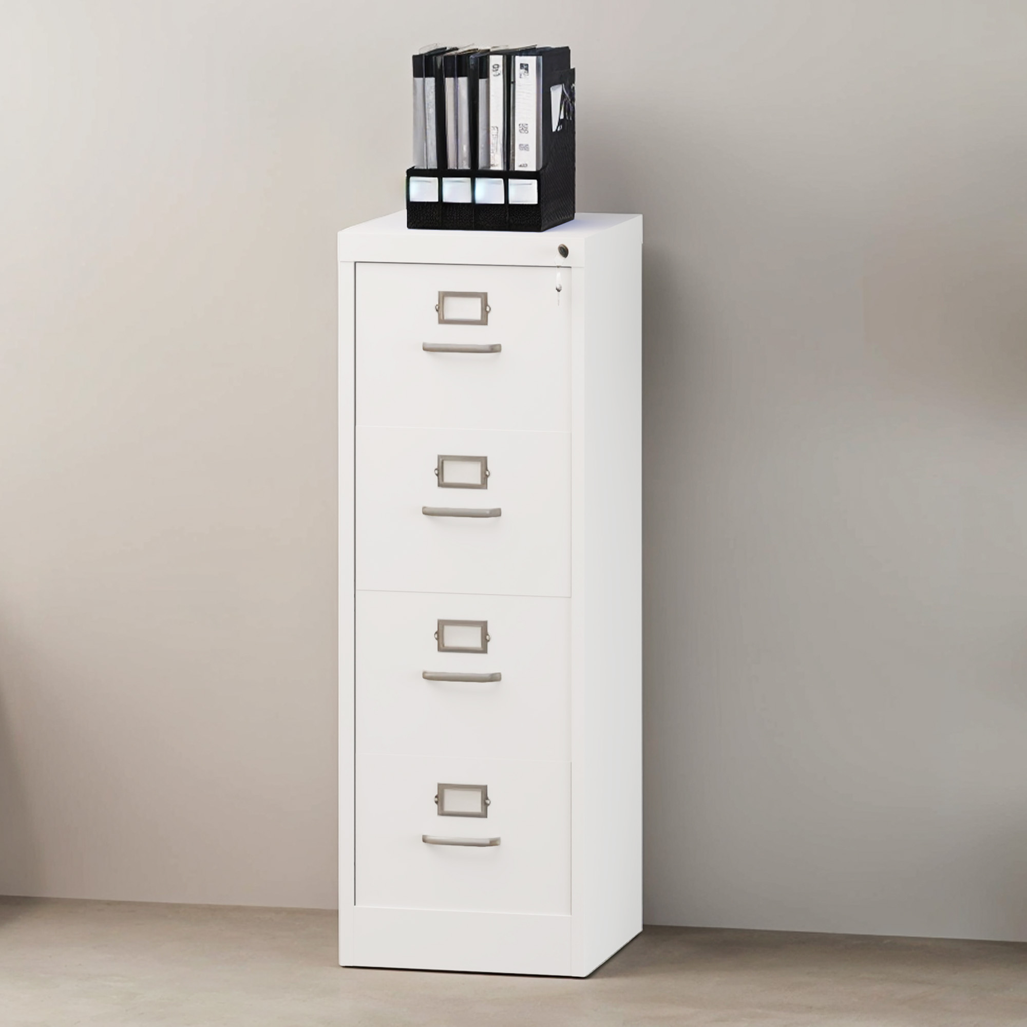 4-Drawer Lockable Filing Cabinet, Vertical File Storage for Home Office, Black
