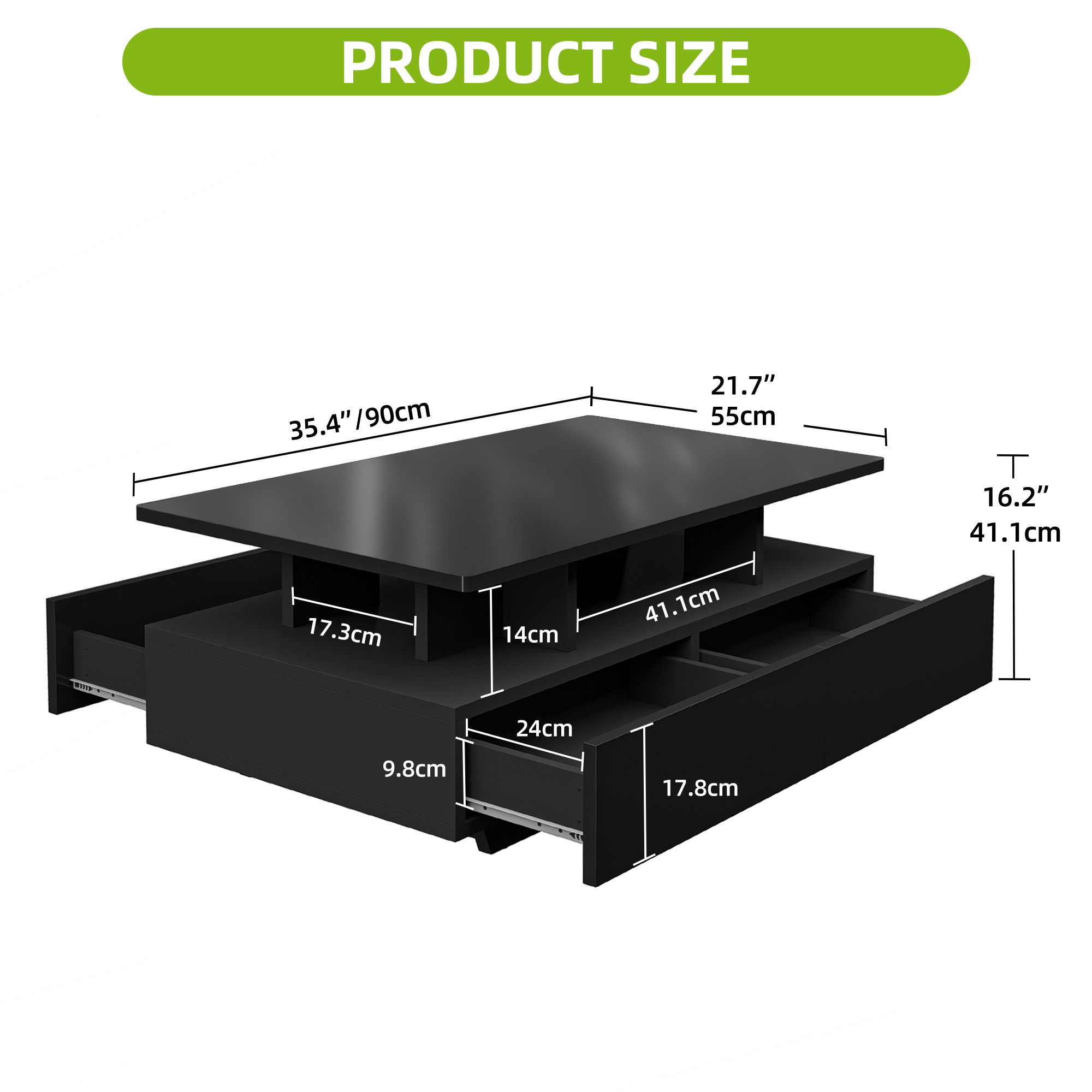 Metro Lane Coffee Table With 4 Drawers, Modern Centre Table