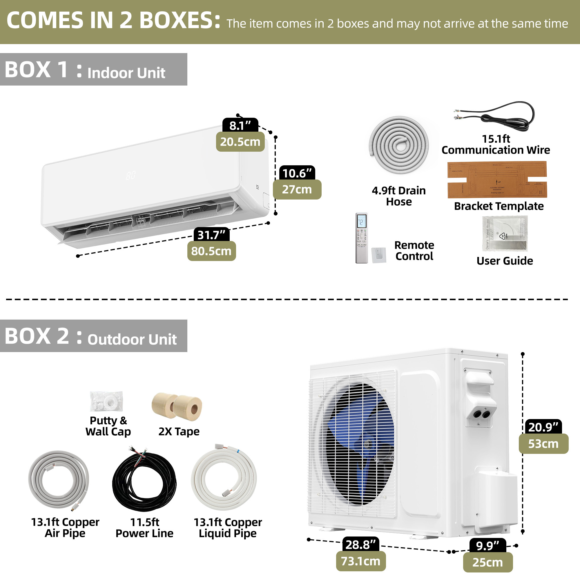 Pure Design 12K BTU Mini Split AC Heat Pump 20 SEER2 Inverter 115/230V 750SqFt