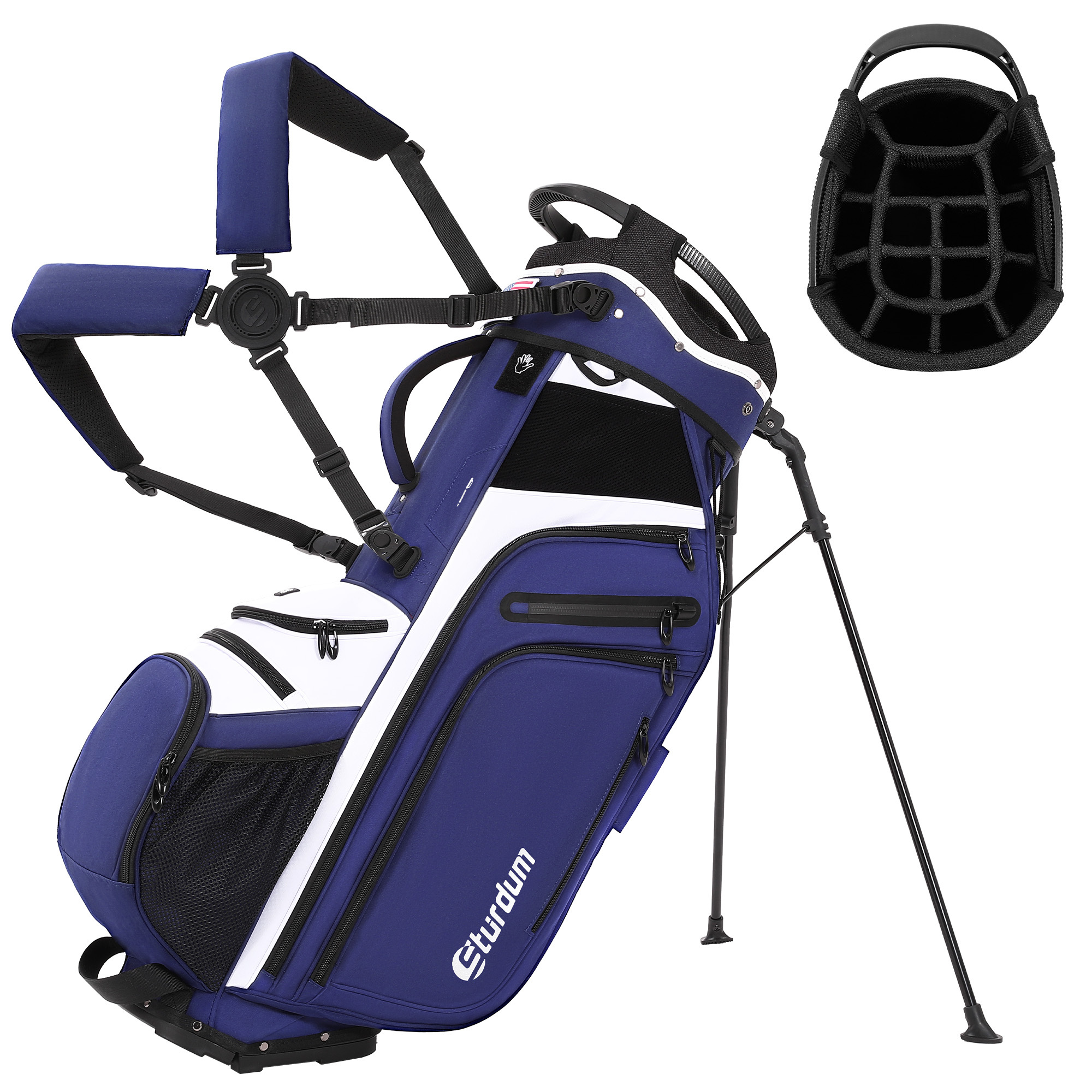 Sturdum 14-Way Golf Stand Bag 900D Oxford Full-Length Dividers Reinforced Base