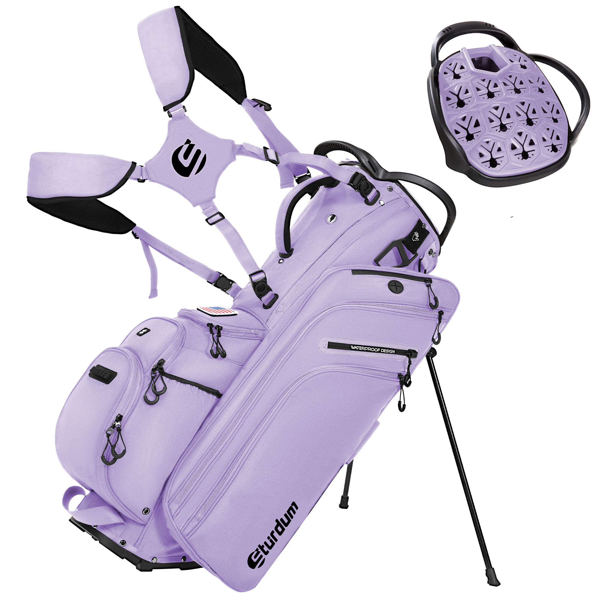 Sturdum 14 Way Golf Stand Bag, Lightweight w/Full Length Dividers, Rain Hood